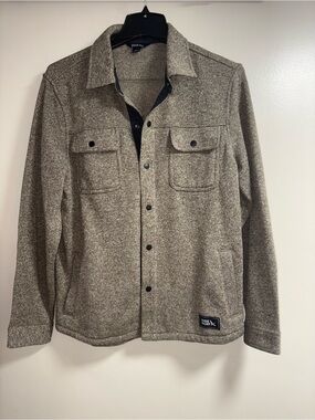 Eddie Bauer Men's Heather Gray Button-Up Shirt Jacket